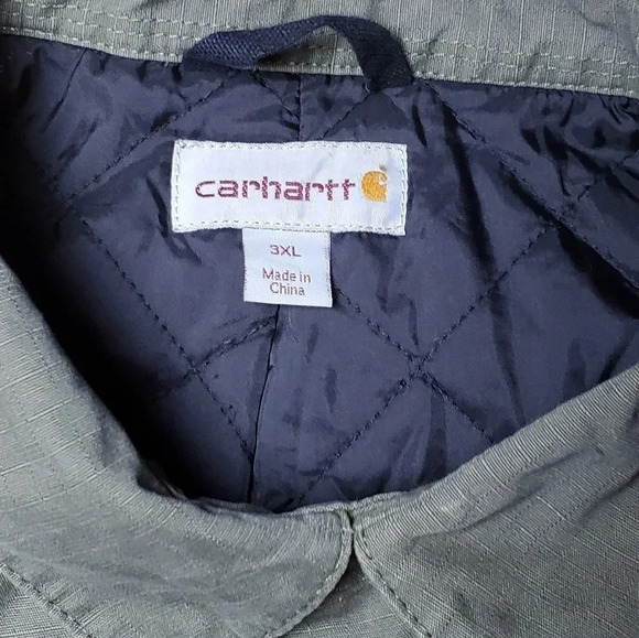 Carhartt Ripstop Flannel Lined Snap Closure Shirt Jacket Shacket 3XL Moss/Green - Picture 4 of 11
